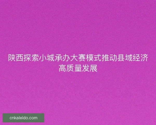 陕西探索小城承办大赛模式推动县域经济高质量发展